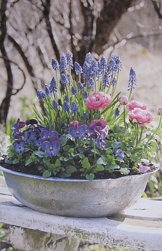 Překrásné jarní květinové dekorace – Využijte staré nádobí!