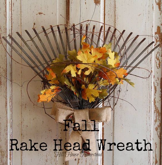 Proměňte staré hrábě v krásné podzimní dekorace nejen na vchodové dveře