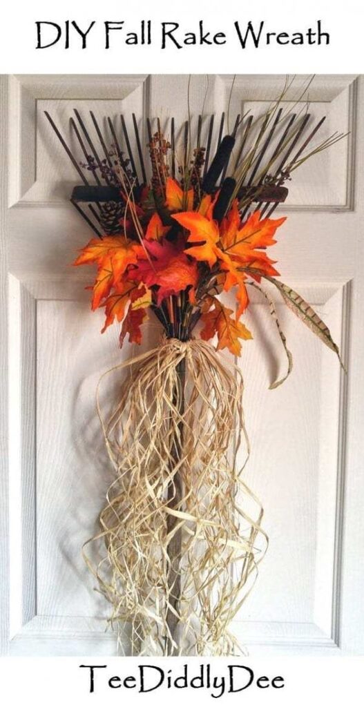 Proměňte staré hrábě v krásné podzimní dekorace nejen na vchodové dveře