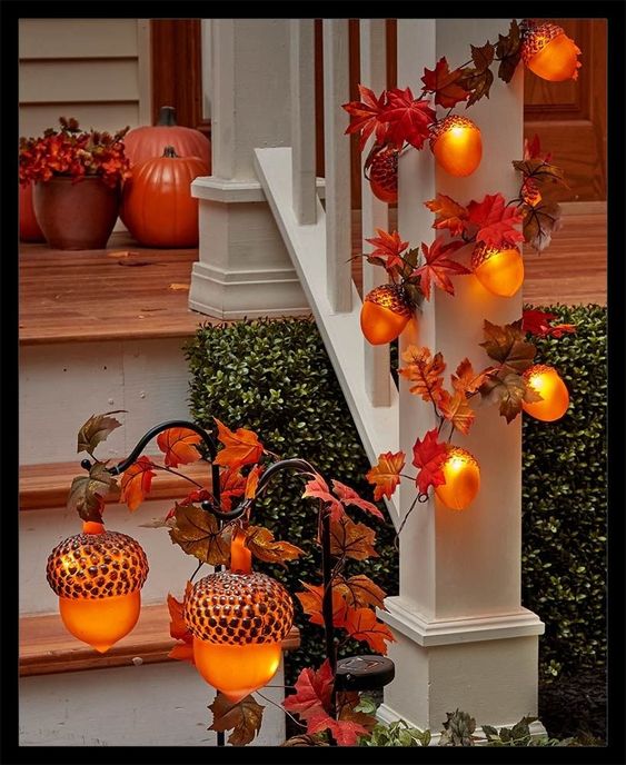 Přidejte do vaší podzimní dekorace obyčejná světýlka! Výsledek stojí za to