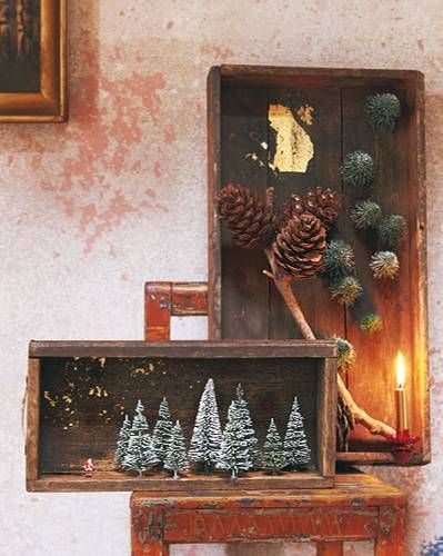 Ohromující proměna levných dřevěných bedýnek v krásné zimní dekorace!