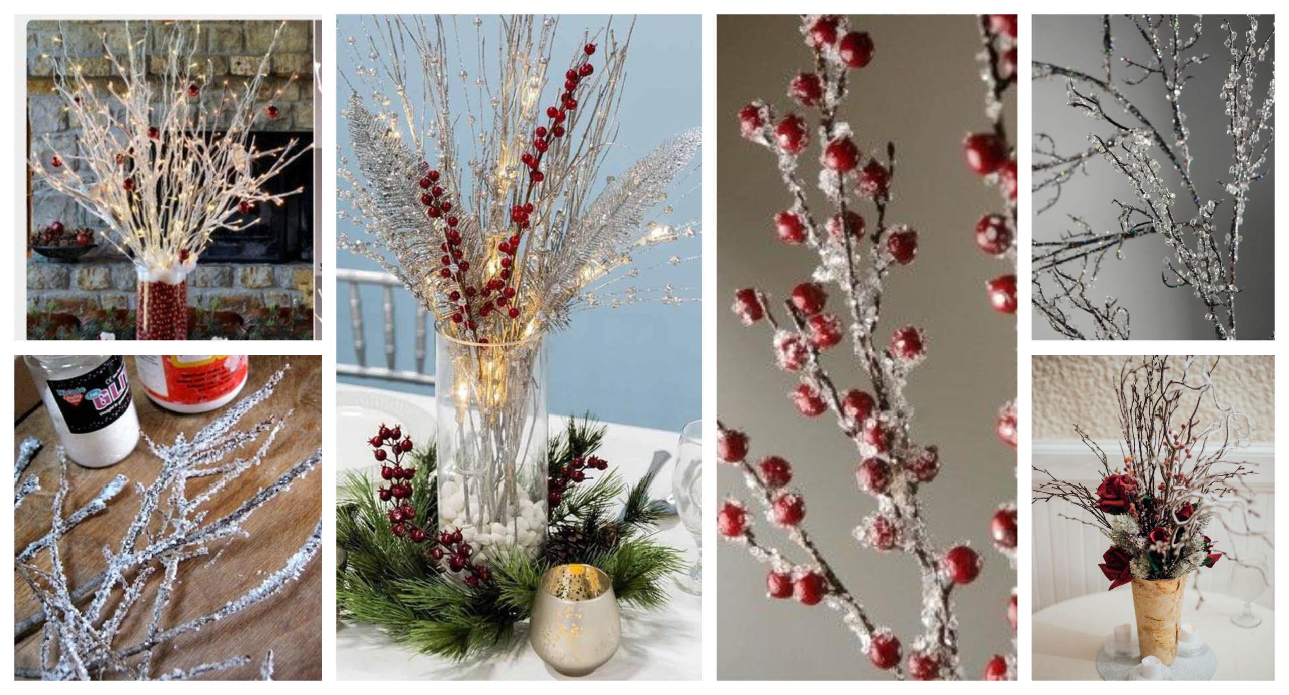 Větvičky a proutí stačí natřít lepidlem a posypat solí: 18+ zimních kytic!