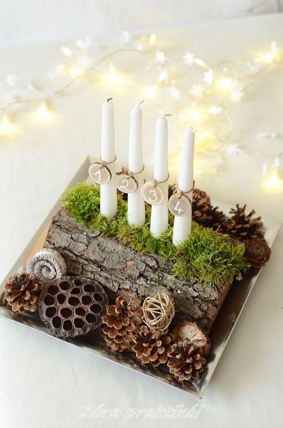 Proměňte dřevěné polínko a svíčky v překrásnou adventní dekoraci