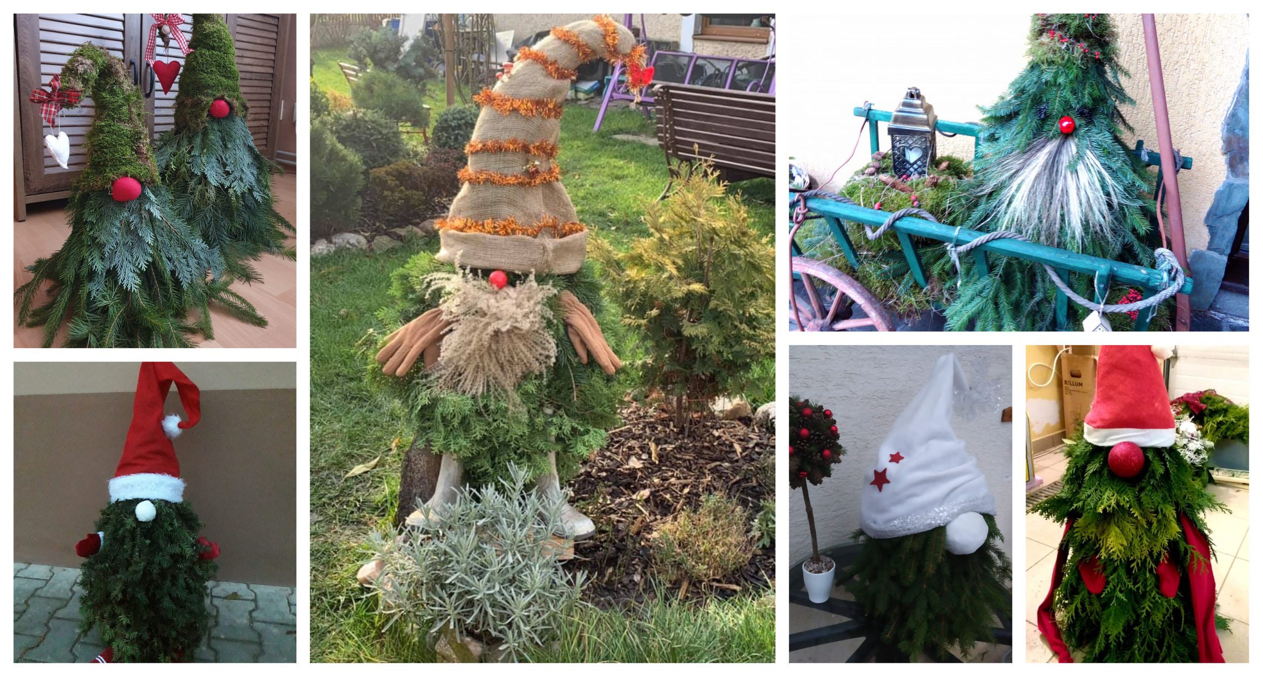 Vytvořte si z větviček jehličí úžasného vánočního skřítka před vchodové dveře