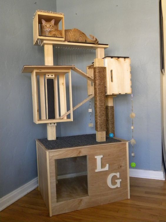 Inspirace na originální pelíšek pro kočku: Využijte například dřevěné přepravky či starý šuplík!