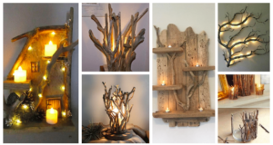 Z odpadového dřeva, větviček a světýlek vytvořili úžasné dekorace do domácnosti