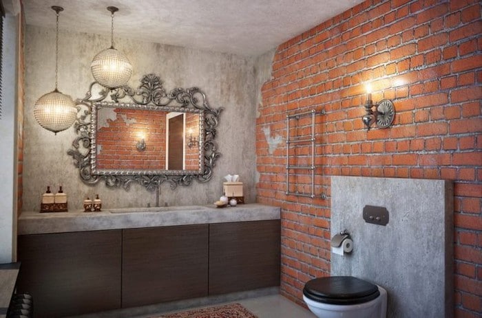 Stačí ho dát jen na jednu stěnu: 26+ krásných a moderních nápadů na cihlový obklad v koupelně!