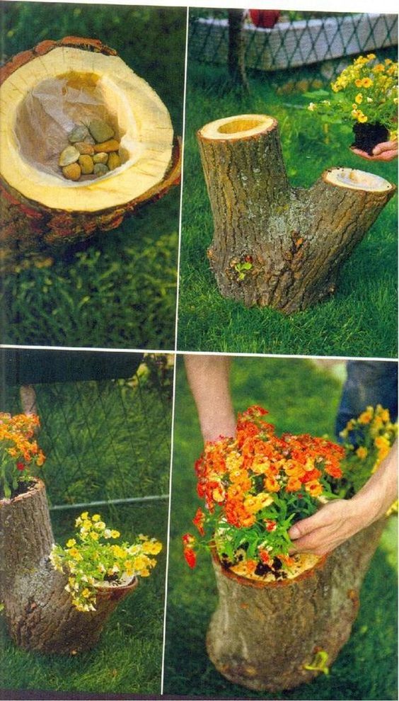Jednoduchý způsob na zkrášlení vaší zahrádky: Zasaďte květinu do kmene stromu!