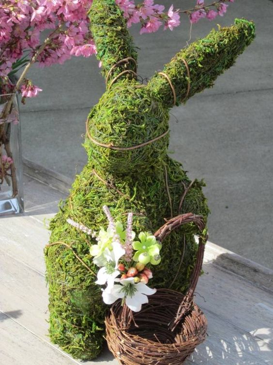 Inspirace na přírodní jarní dekorace vyrobené ze zeleného mechu
