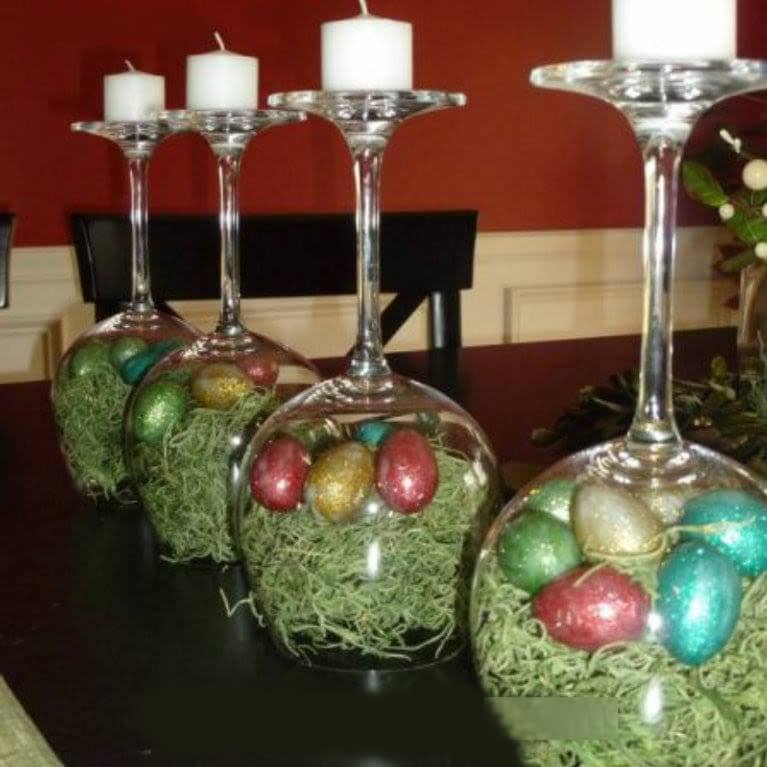Skvělé nápady na proměnu sklenic na víno v jarní a velikonoční dekorace!