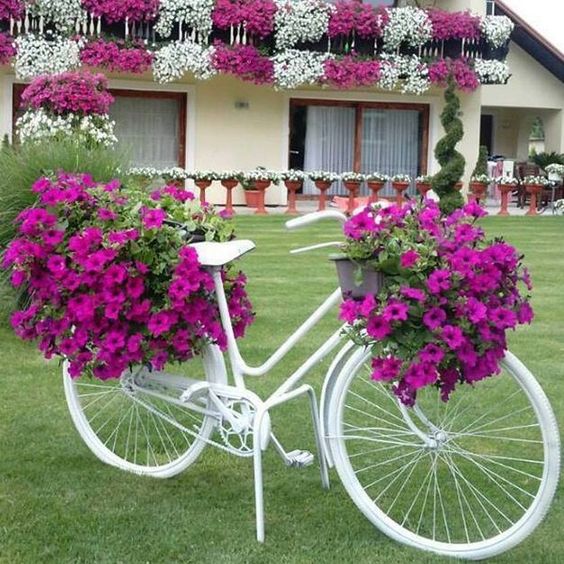 Využijte starou tříkolku či kolo tímto skvělým dekorativním způsobem na své zahrádce!