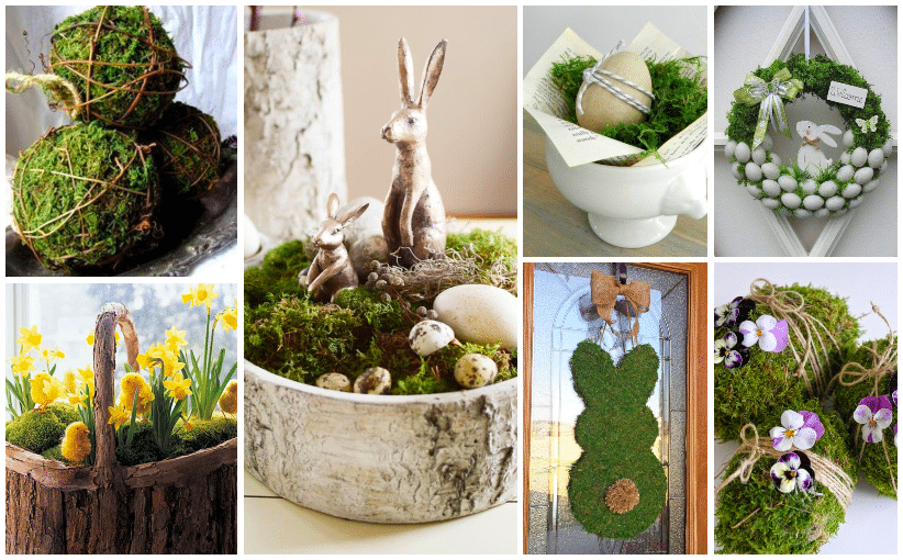 Inspirace na přírodní jarní dekorace vyrobené ze zeleného mechu!