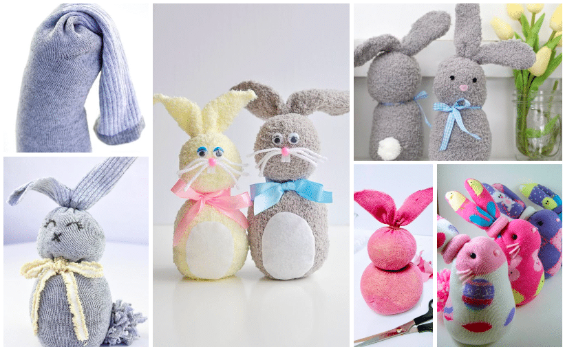 Inspirace na velikonoční zajíčky z barevných ponožek a rýže!