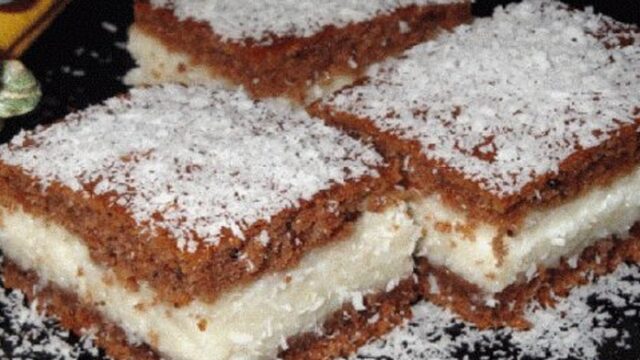Recept na kakaové řezy s kokosem a krémem: Recept zde