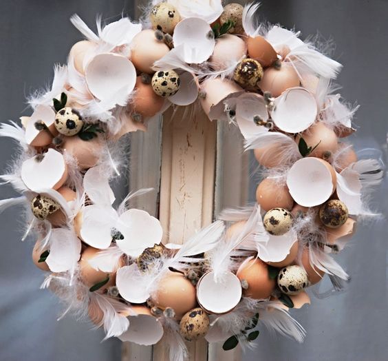 Vytvořte si krásný jarní věnec ze skořápek od vajec – 25+ úžasných nápadů