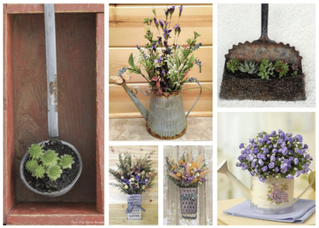 Květinové dekorace ze starých nástrojů: Využijte lopatky, struhadla a nádobí!