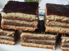 Recept na ořechový koláč s čokoládovou polevou a džemem