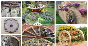 Proměňte staré dřevěné kolo v krásnou zahradní dekoraci
