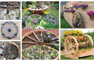 Proměňte staré dřevěné kolo v krásnou zahradní dekoraci