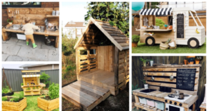 Inspirace na zahradní zábavu pro děti vytvořenou z dřevěných palet