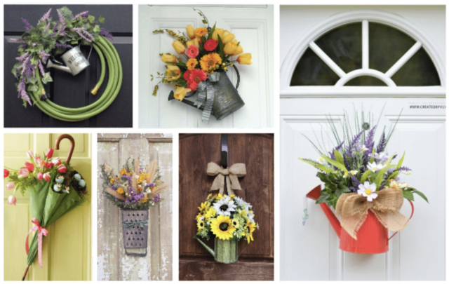 Dekorace na vchodové dveře: Využijte konve, struhadla či deštníky!