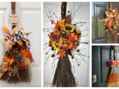 Využijte staré koště jako základ podzimní dekorace