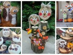 Krásné podzimní dekorace ze dřeva, šišek a dýní