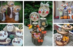 Krásné podzimní dekorace ze dřeva, šišek a dýní