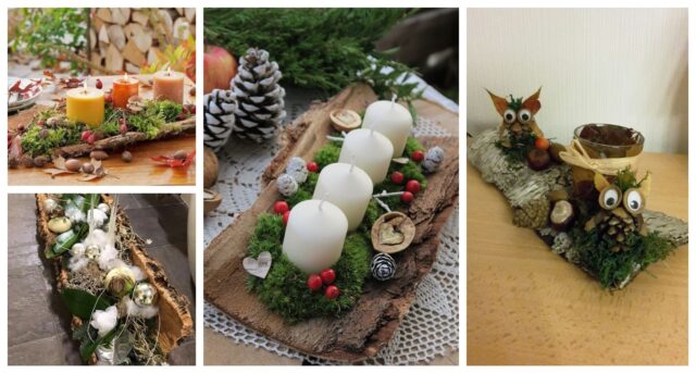 využijte dřevěnou kůru k vytvoření dekorací na zimní období