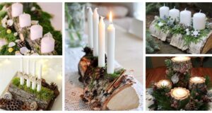 proměňte dřevěné polínko a svíčky v překrásnou adventní dekoraci