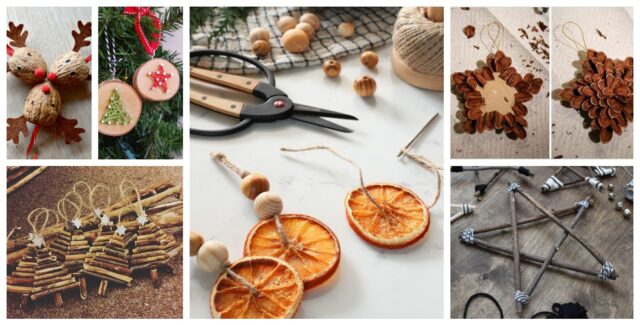 přírodní dekorace na vánoční stromeček, které si zvládnete jednoduše vytvořit