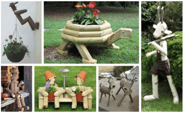 z obyčejného palivového dřeva se dají vyrobit úžasné zahradní postavičky – prima inspirace