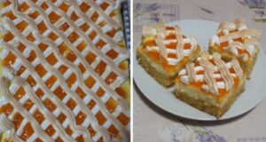 Recept na mřížkovaný koláč s marmeládou a zakysanou smetanou