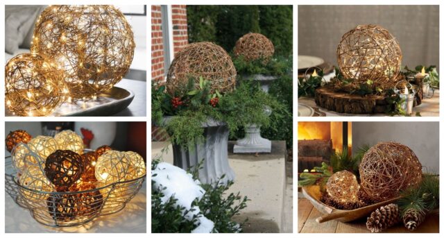vytvořte krásné zimní dekorace – stačí vám koule z proutí za pár korun