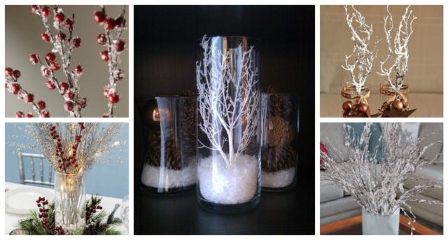 Nasbírané větvičky a proutky stačí natřít lepidlem a posypat solí