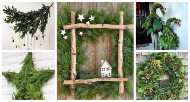 Krásné dekorace vytvořené z jehličí Krásné dekorace vytvořené z jehličí