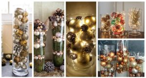 naskládejte vánoční koule do skleněné nádoby – inspirace zimní dekorace