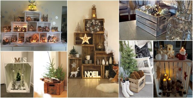 ohromující proměna levných dřevěných bedýnek v krásné zimní dekorace!