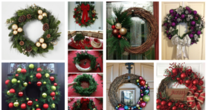Vánoční koule, jako součást věnce na vchodových dveří