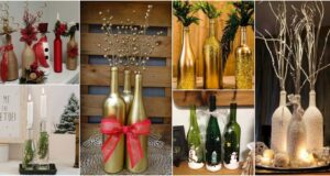 skvělý tip na využití skleněných lahví od vína k výrobě krásných vánočních dekorací!