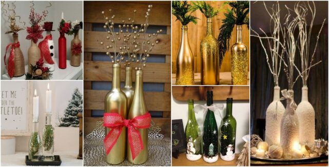 skvělý tip na využití skleněných lahví od vína k výrobě krásných vánočních dekorací!