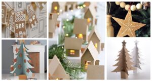 Kartonové krabice přeměněné na vánoční dekorace