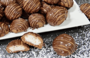 velmi chutné čokoládové kuličky plněné kokosem – recept na vánoční cukroví