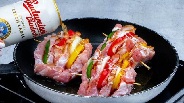 plněné masové špízy podlévané pivem – výborný recept