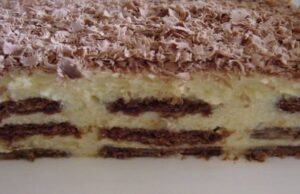 Nepečený dezert z čokoládových sušenek s vanilkovým krémem
