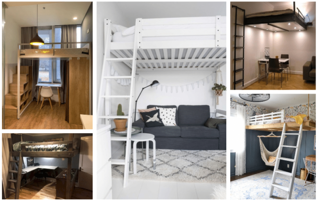 skvele napady a inspirace jak lze diky vyvysene posteli usetrit velke mnozstvi mista