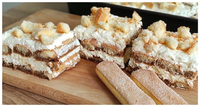 lehoučký nepečený zákusek z dlouhých piškotů – připravený za 15 minut