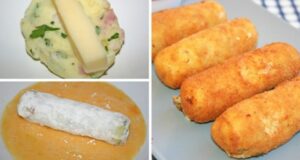 Bramborové tyčinky plněné sýrem s chutným česnekovým dipem - hotové za 15 minut!