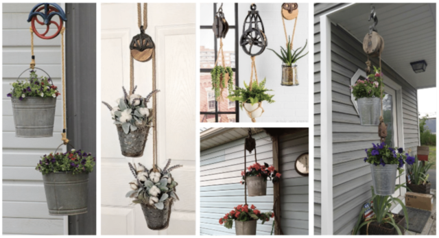 originální květináče, které zaujmou každou vaší návštěvu: základem je obyčejná kladka!