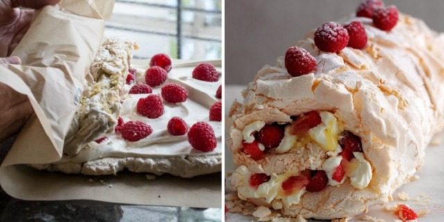 Slavnostní MALINOVÁ roláda s mascarpone a mandlemi! Jednoduchý recept